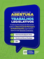 INICIO DAS ATIVIDADES LEGISLATIVAS