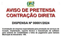 Aviso de Pretensa Contratação Direta