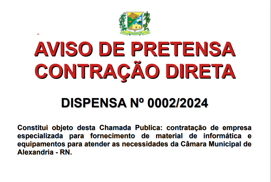 Aviso de Pretensa Contratação 